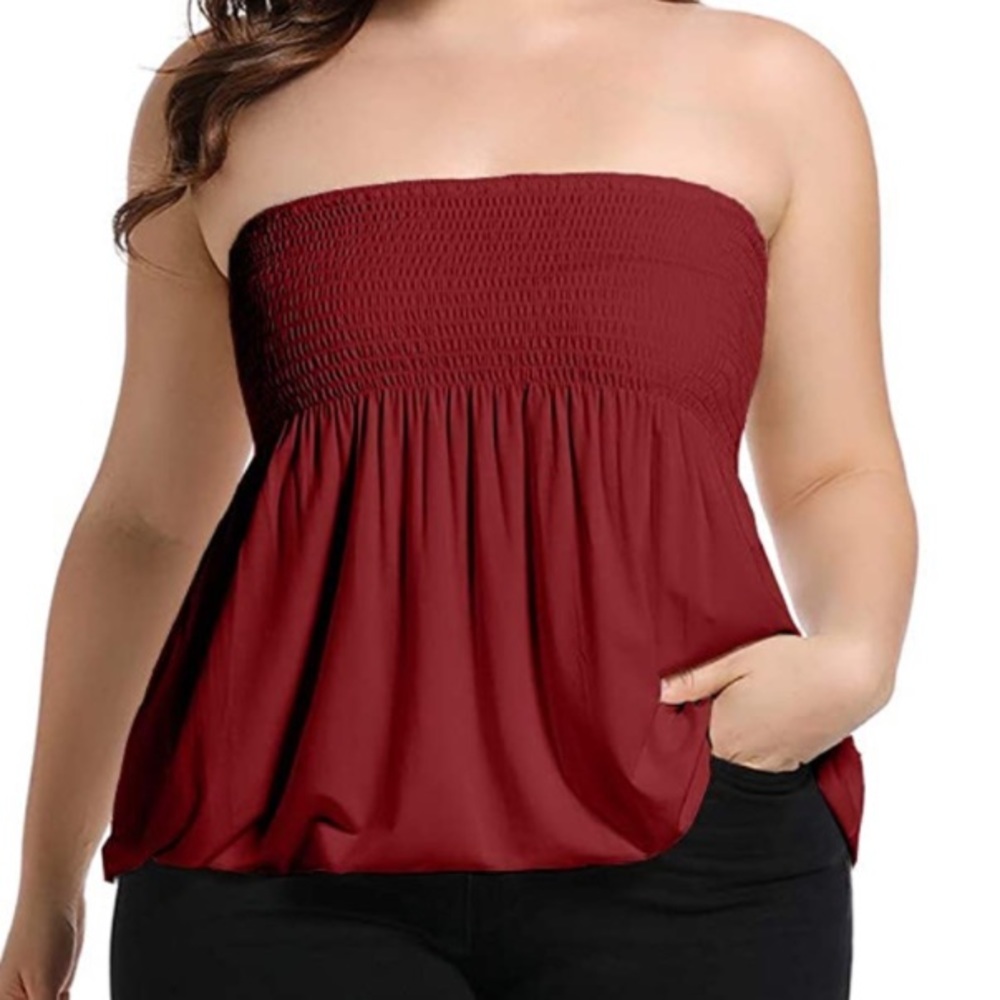 XL strapless tube top flowy silkish top